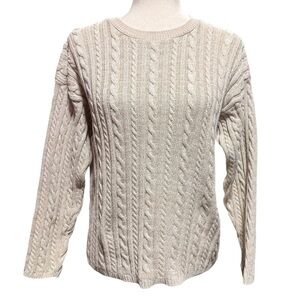 Bushwacker VTG Cable Knit Sweater‎ Oatmeal Cream Size M Fisherman Cotton Classic